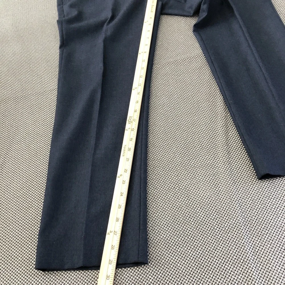 J. Crew Mens Blue Dress Work Flat Front Pants Classic Fit Size 34 x 30-100% Wool